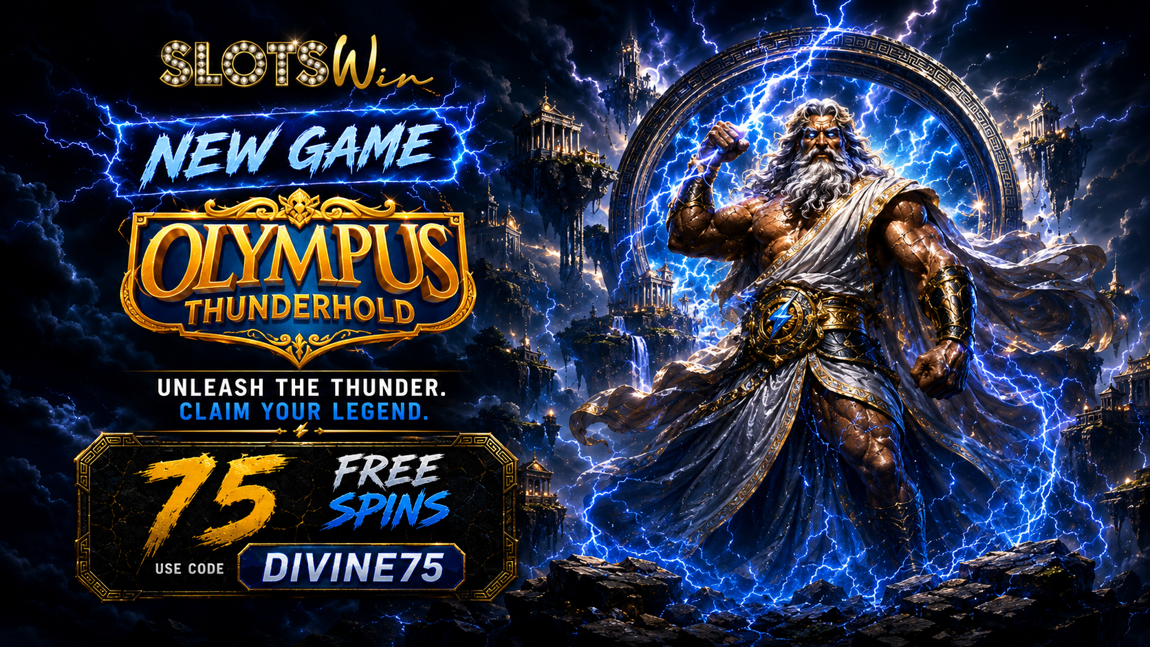 SlotsWin Casino 75 Free spins on Olympus Thunderhold