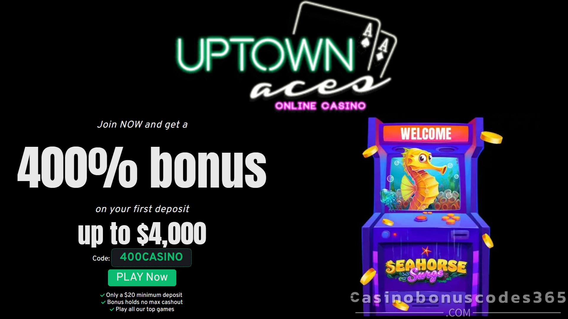 Uptown Aces Bonus Offer – 20 FREE Spins + Extra Bonus
