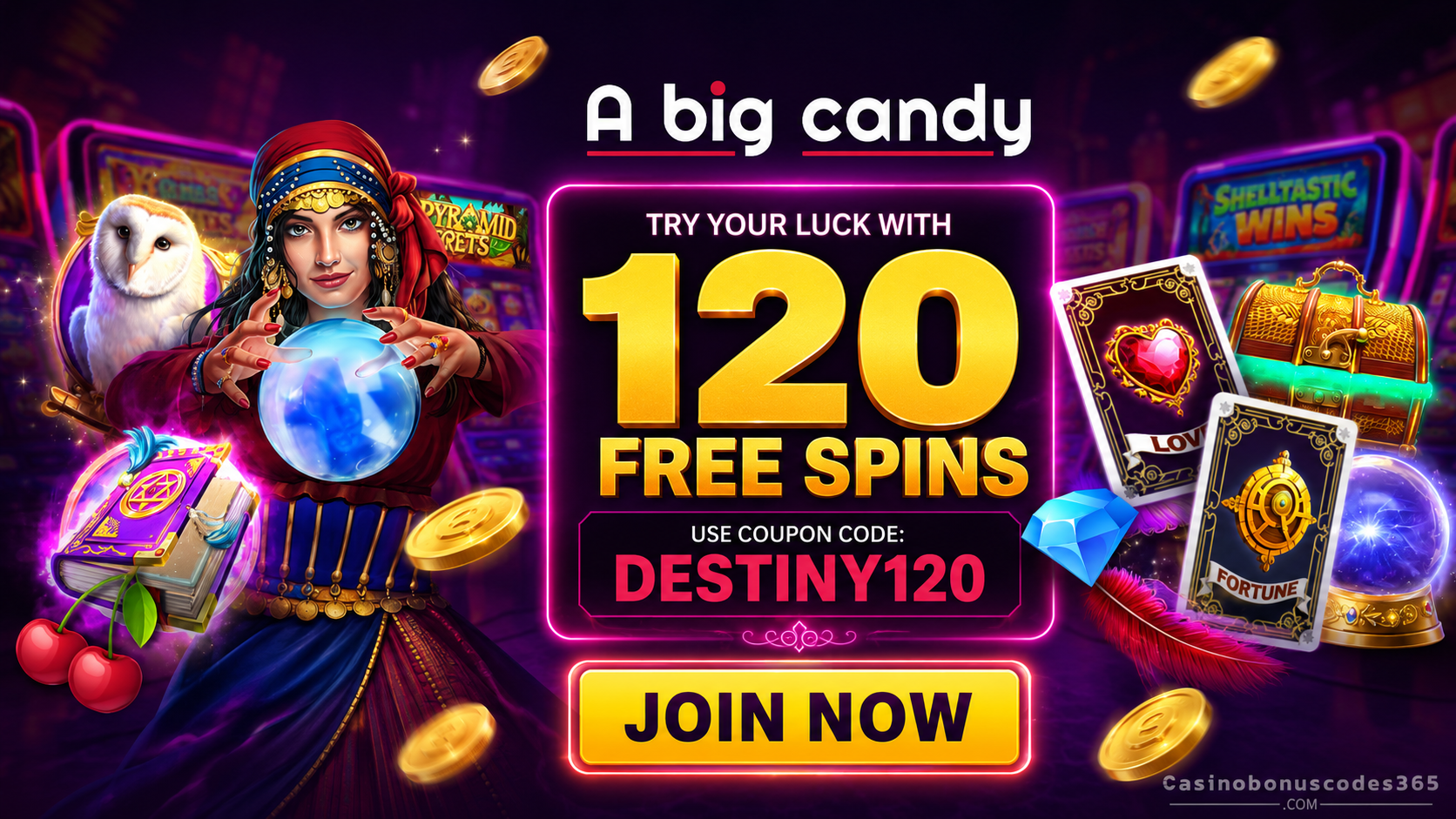 A Big Candy Casino 120 FREE Spins on Tarot Destiny
