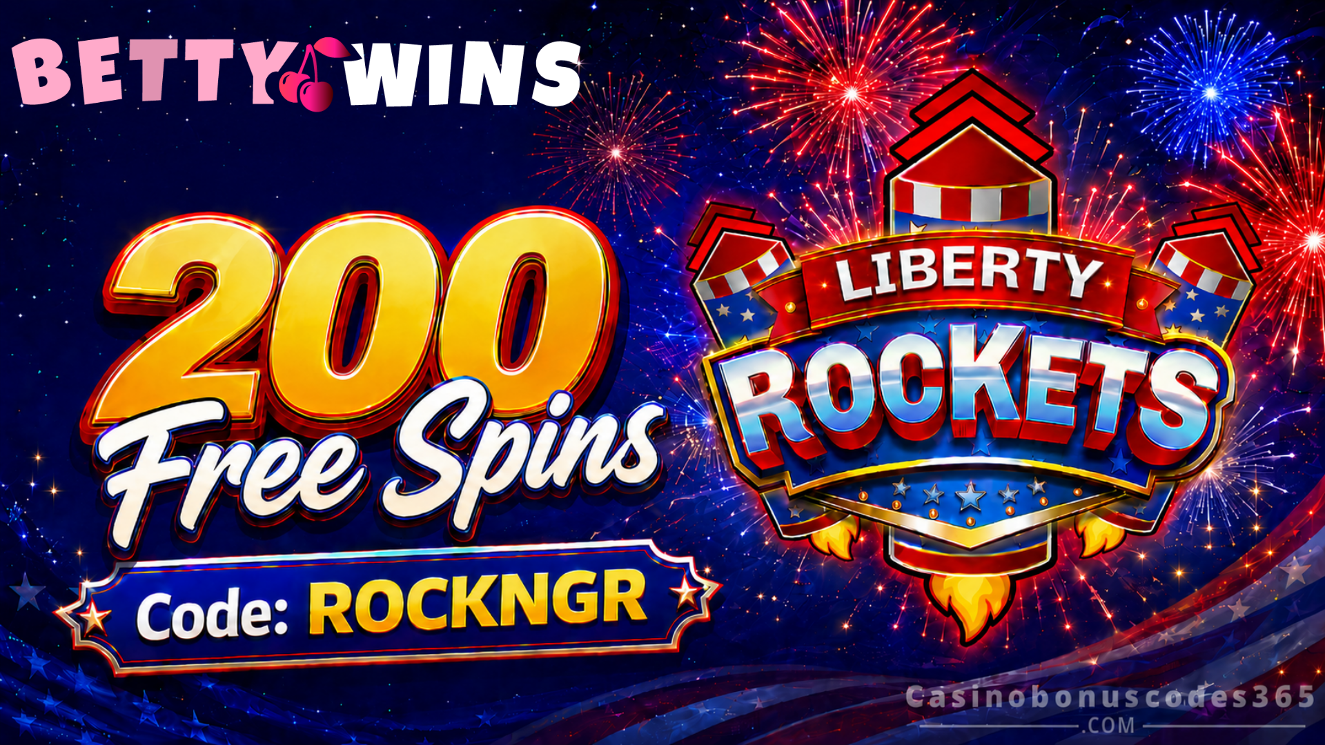 Betty Wins 200 FREE Spins on Liberty Rockets