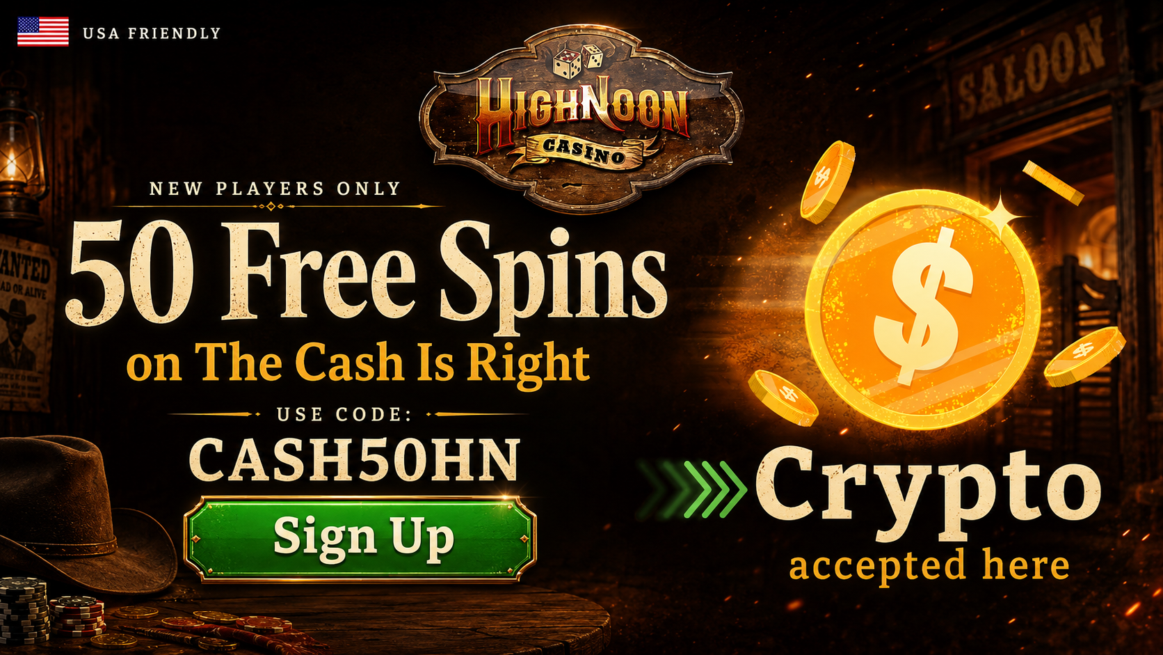 High Noon Casino 50 FREE Spins on The Cash Is Right Bonus Code CASH50HN