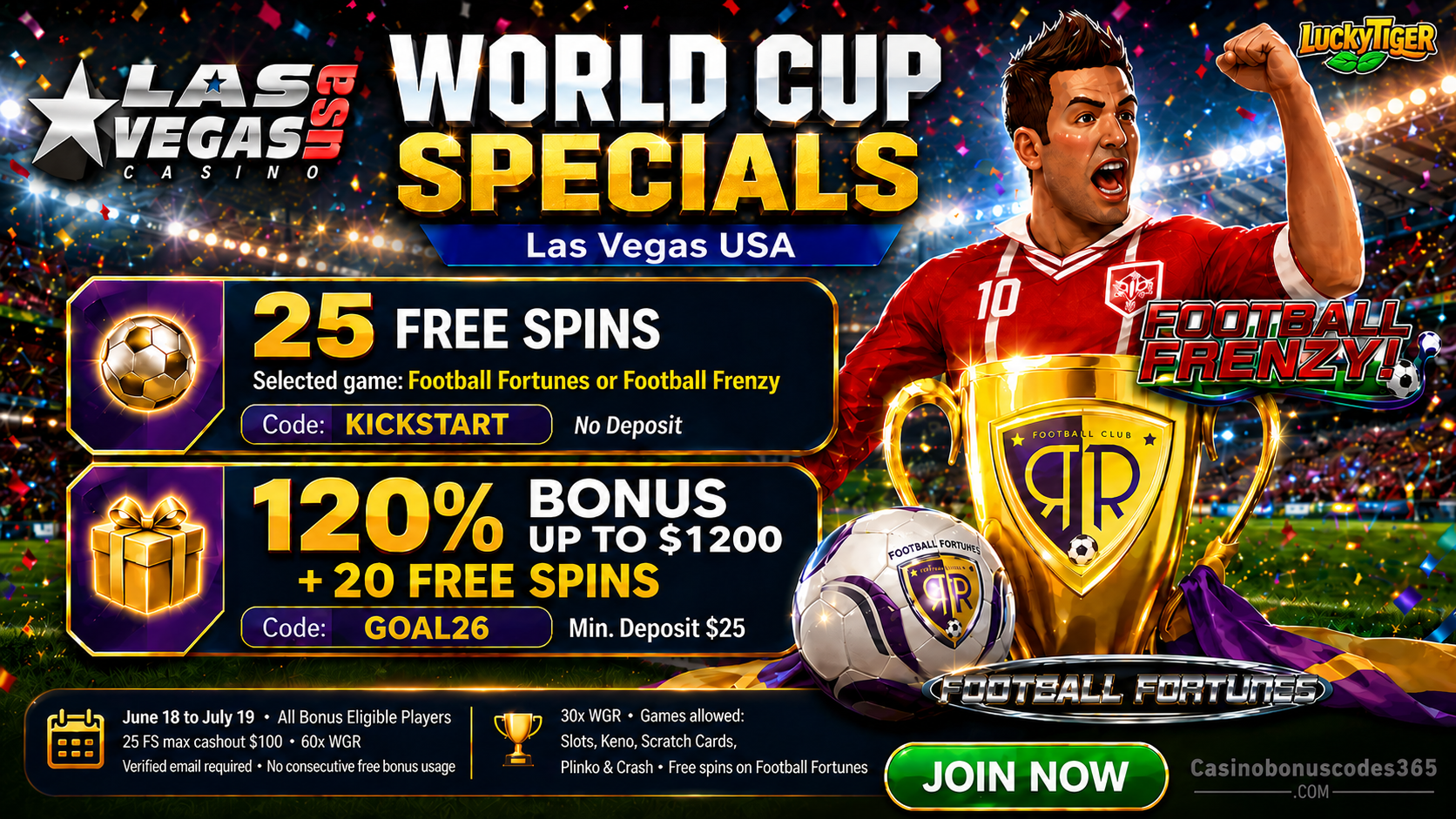 Las Vegas USA 25 FREE Spins with no deposit