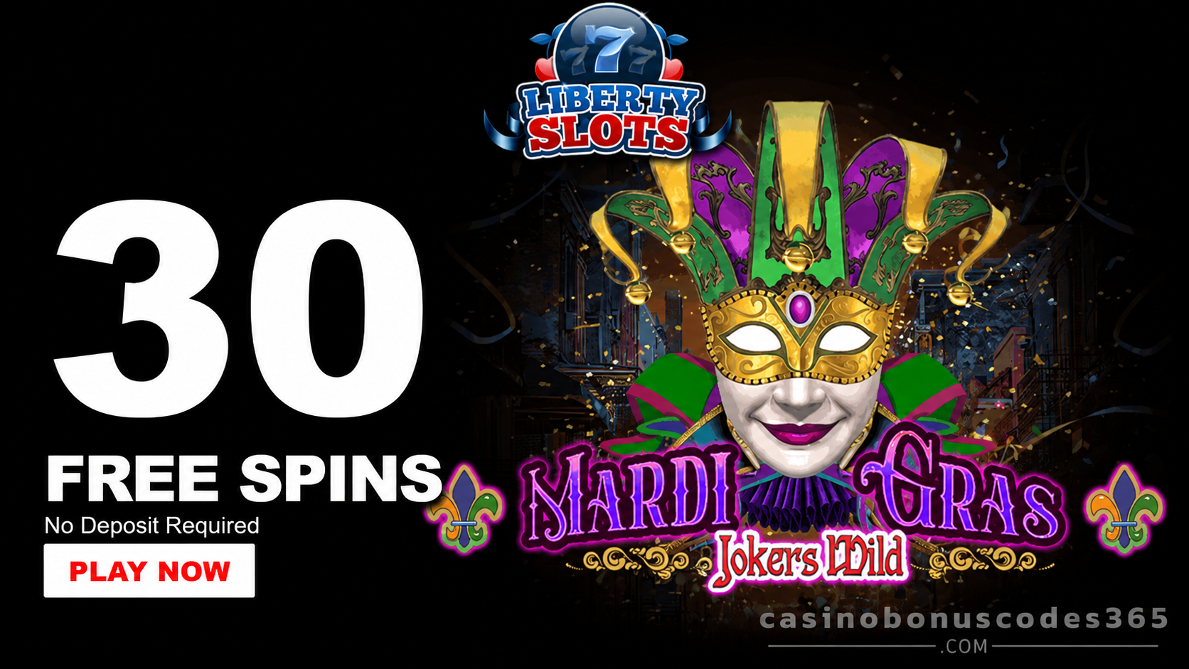 Liberty Slots 30 FREE Spins on Mardi Gras