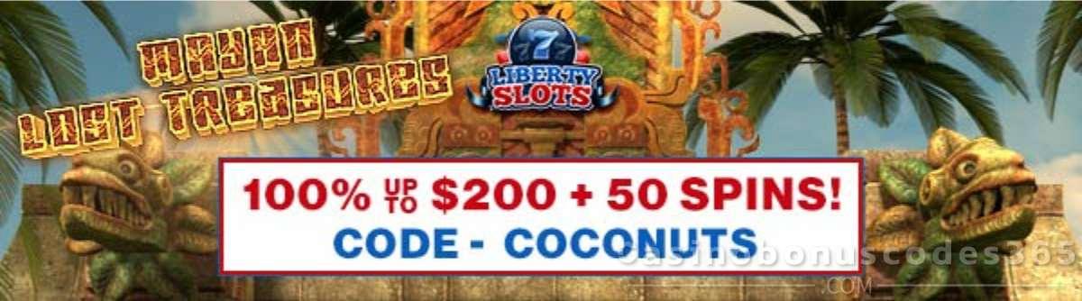 Liberty Slots 100% up to $200 + 50 FREE Spins