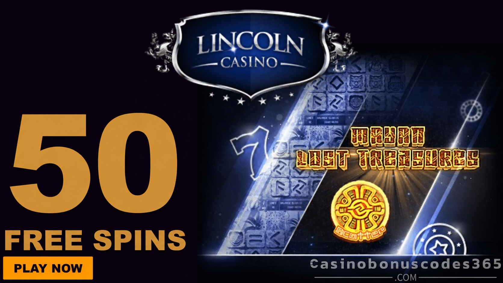Lincoln Casino 50 FREE Spins on Mayan Lost Treasures Bonus Code LCMLT63