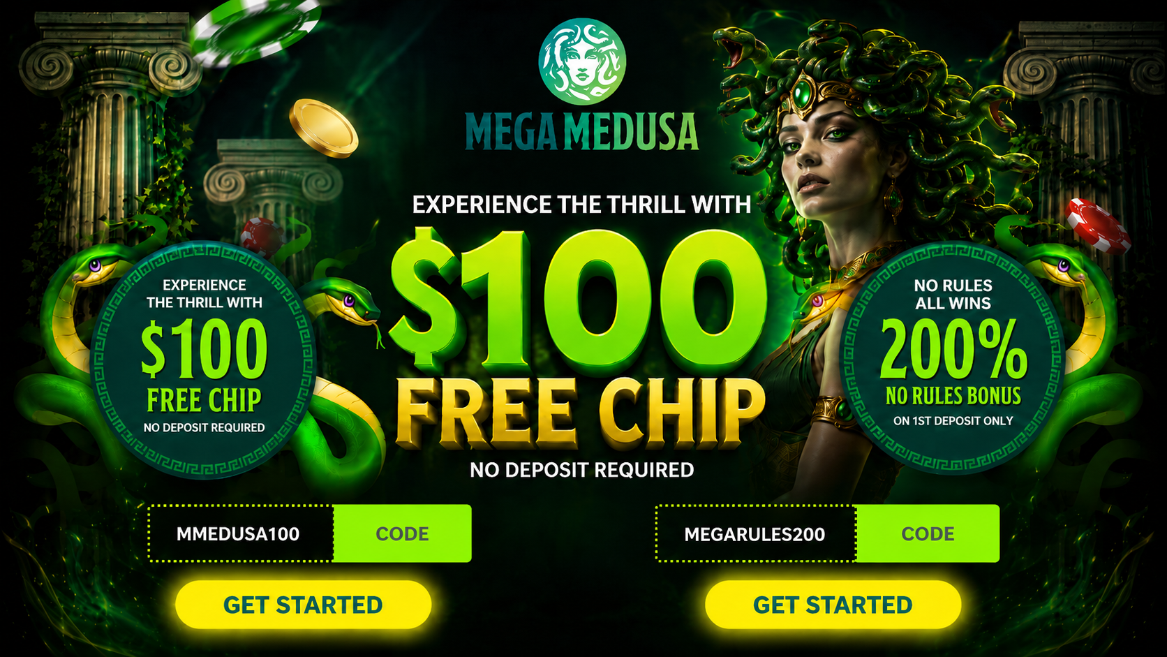 Mega Medusa $100 Free Chip
