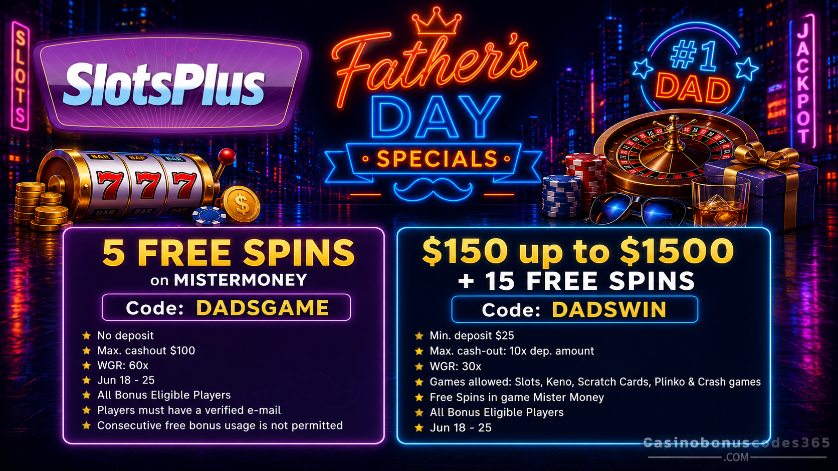SlotsPlus 5 no-deposit FREE Spins