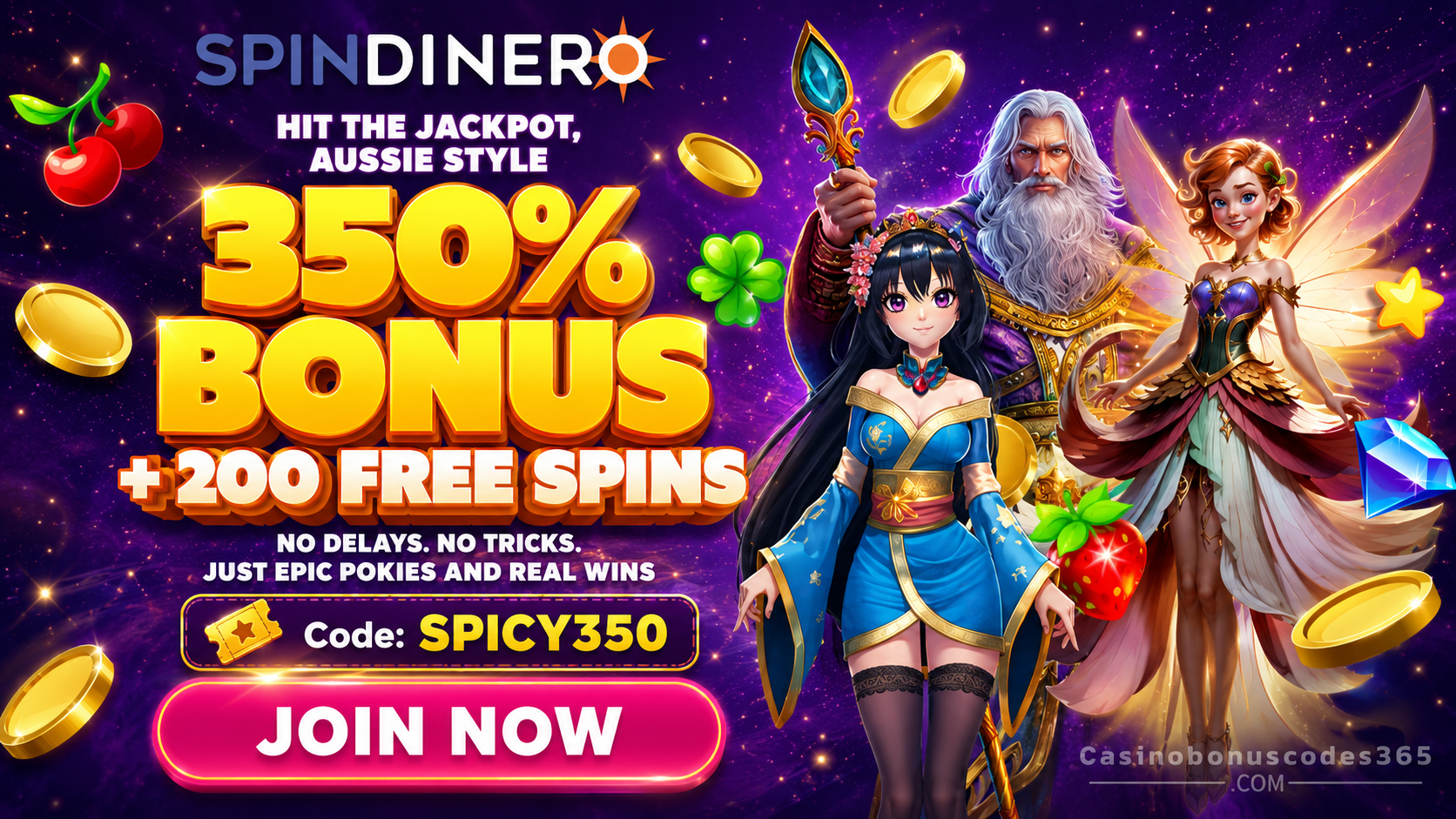 Spin Dinero 350% Bonus + 200 FREE Spins on Spicy Reels Fiesta