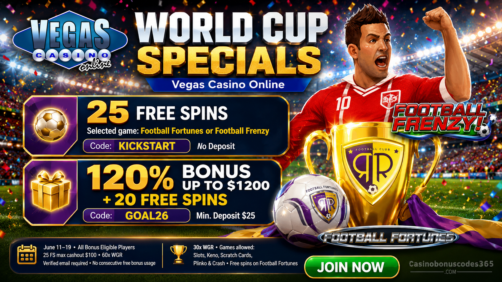 Vegas Casino Online Bonus Offer – 25 FREE Spins + 120% Bonus