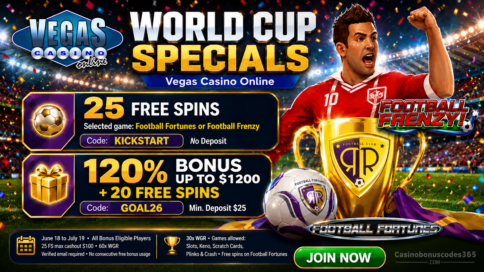 Vegas Casino Online 25 FREE Spins with no deposit