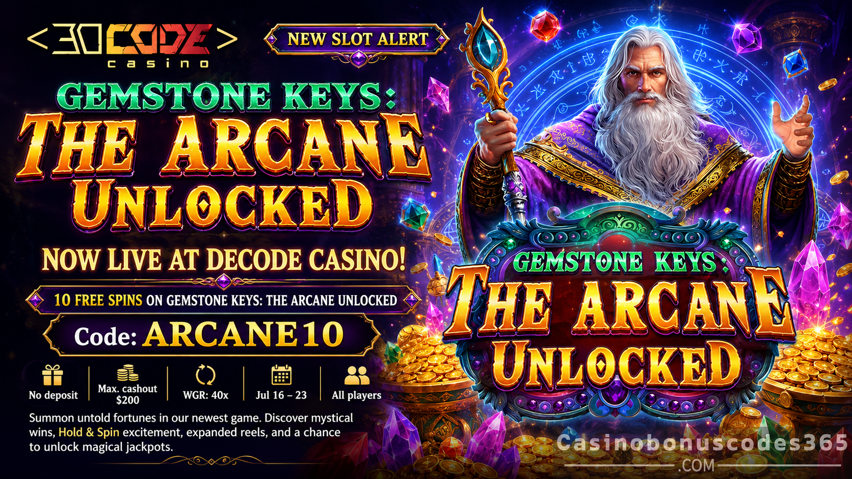 Decode Casino Bonus Offer – 10 no-deposit FREE Spins