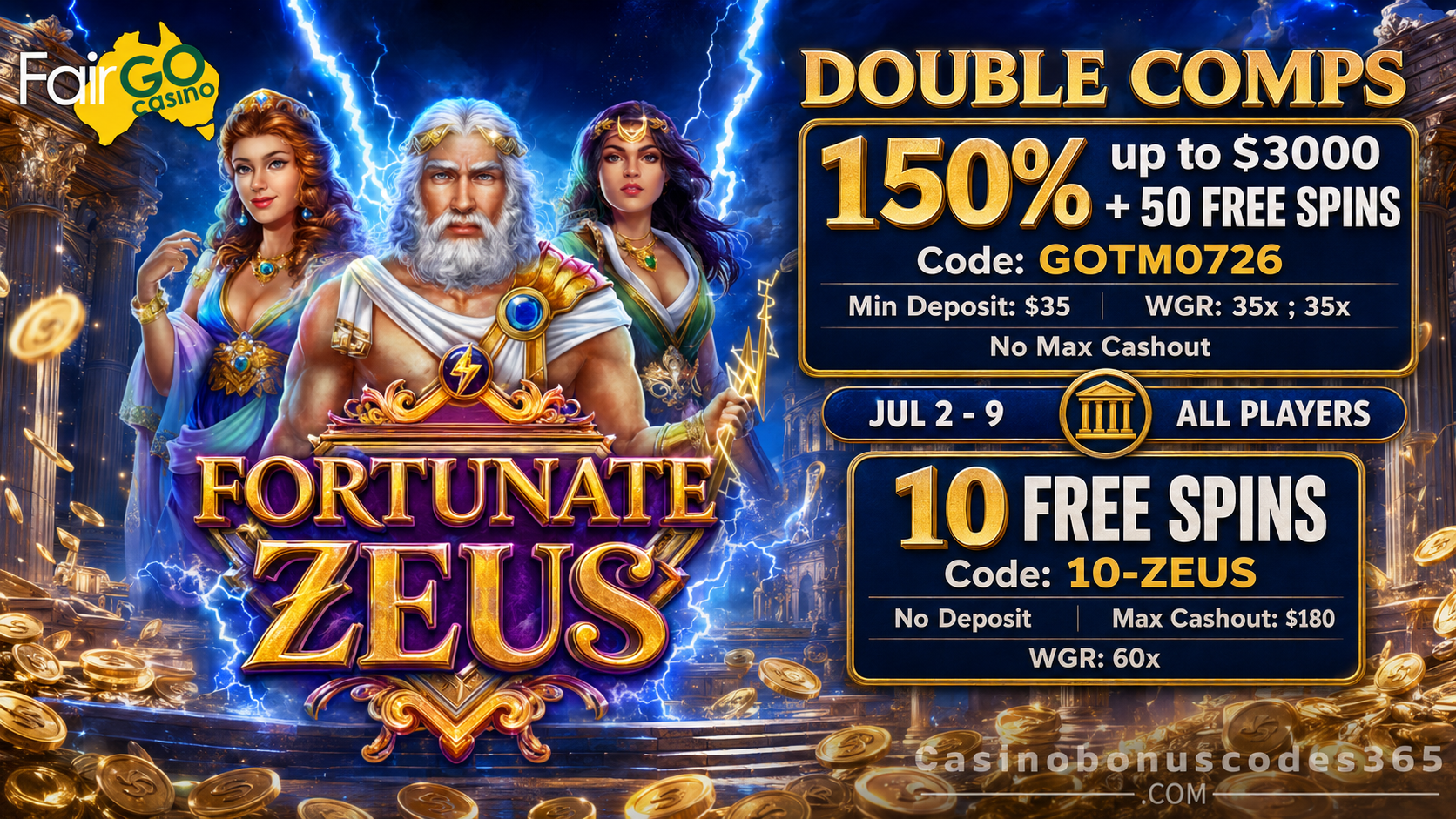 Fair Go Bonus Offer – 150% up to $3,000 + 50 FREE Spins