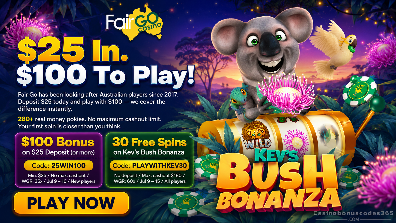 Fair Go Bonus Offer – $100 bonus on $25 deposit