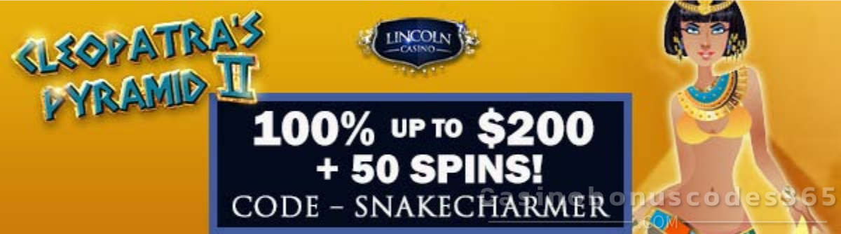 Lincoln Casino 100% bonus and 50 FREE Spins