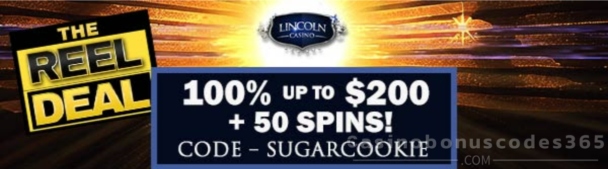 Lincoln Casino 100% up to $200 + 50 FREE Spins Bonus Code SUGARCOOKIE