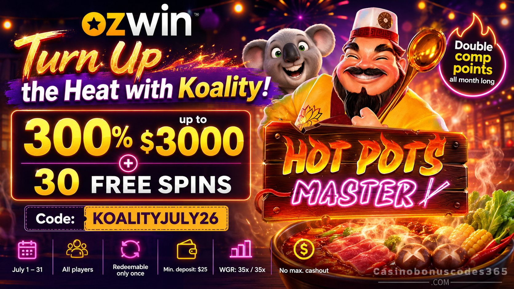 Ozwin Bonus Offer – 300% up to $3,000 + 30 FREE Spins