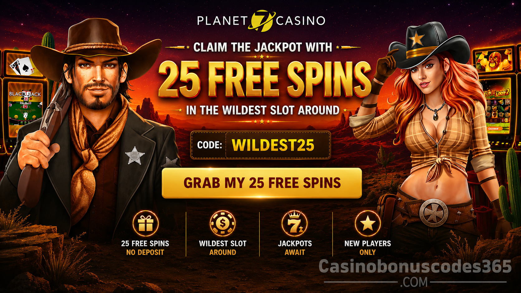 Planet 7 Casino 25 FREE Spins on Trigger Happy