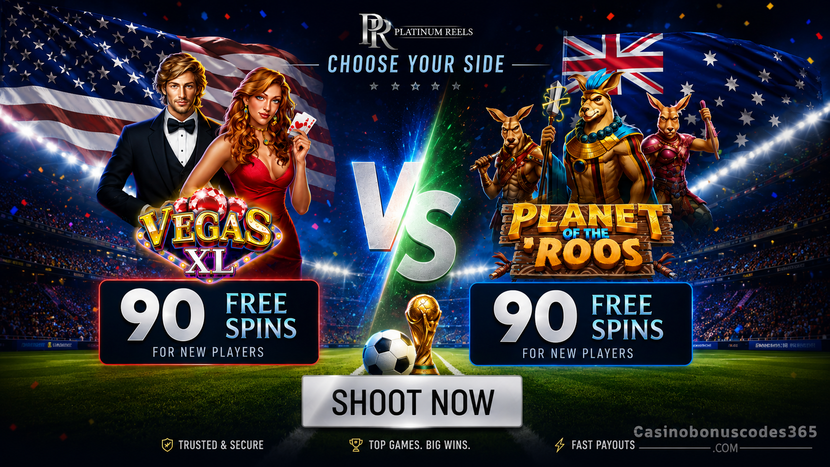 Platinum Reels Casino 90 FREE Spins on Vegas XL OR Planet of the Roos