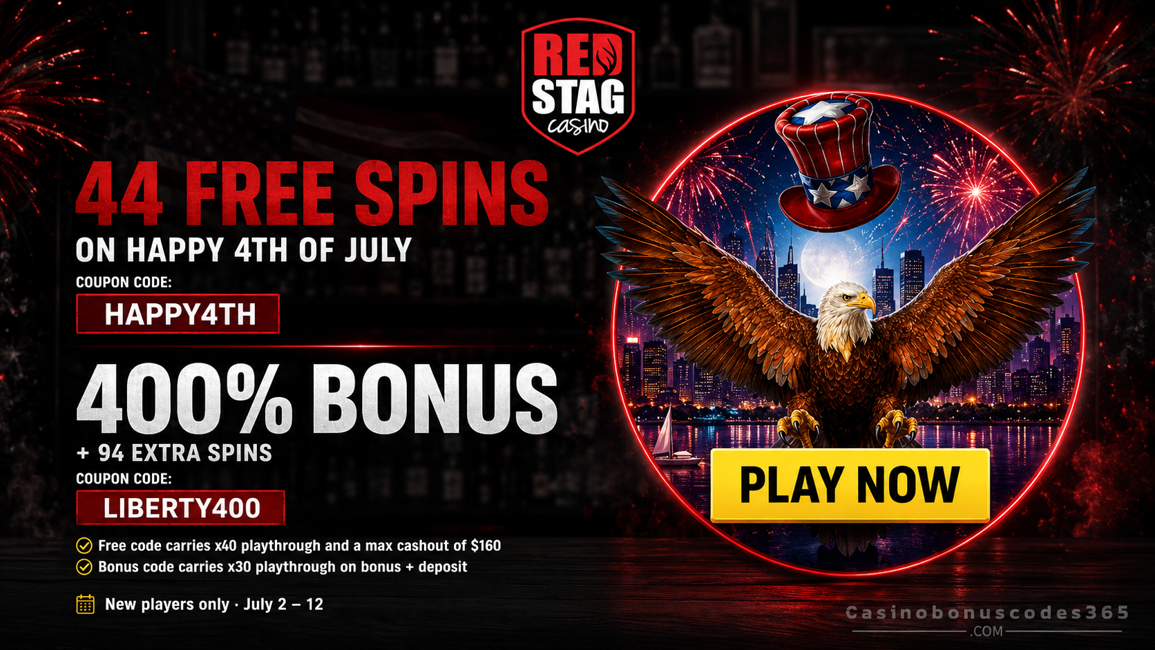 Red Stag Bonus Offer – 44 no-deposit FREE Spins