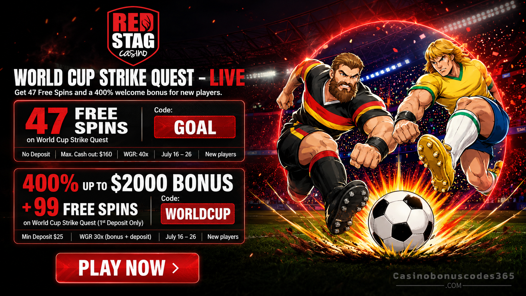 Red Stag Bonus Offer – 47 no-deposit FREE Spins