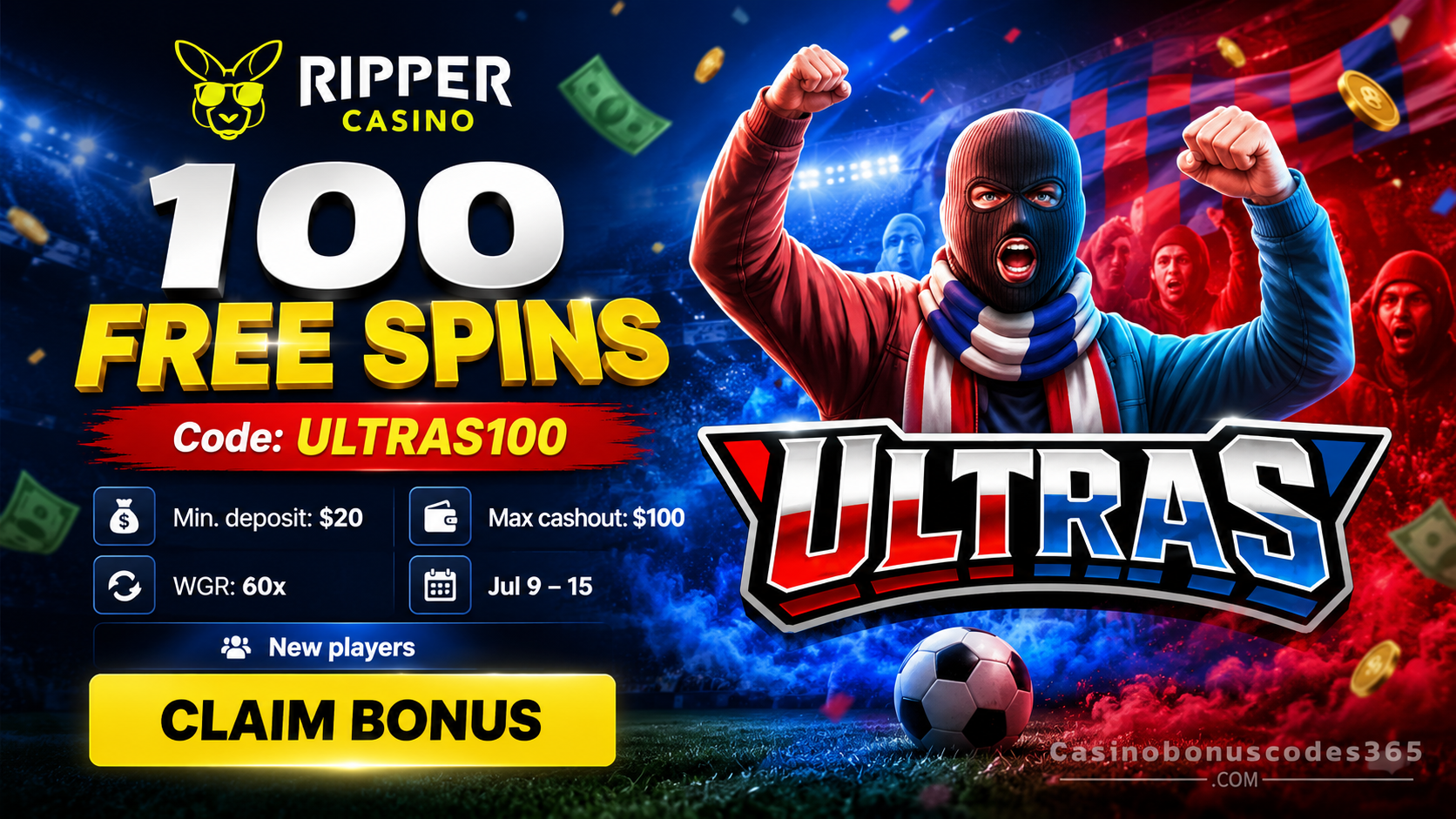 Ripper Casino Bonus Offer – 100 FREE Spins on Ultras