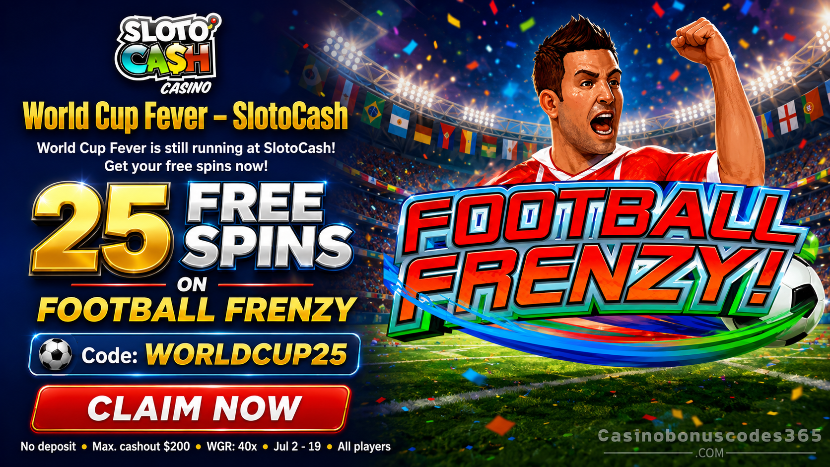 SlotoCash Bonus Offer – 25 no-deposit FREE Spins