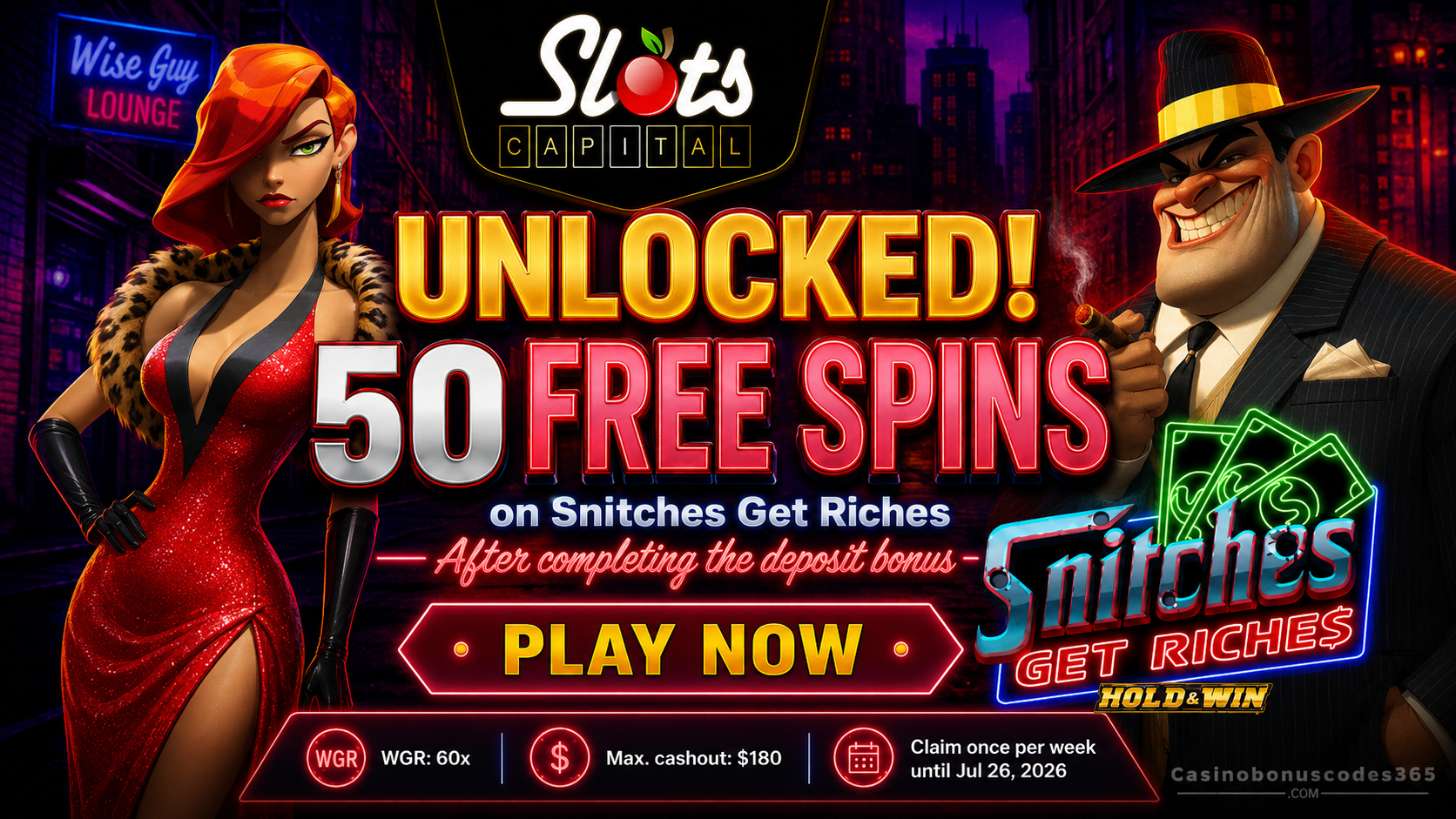 Slots Capital Bonus Offer – 100% up to $500 + 50 FREE Spins every week