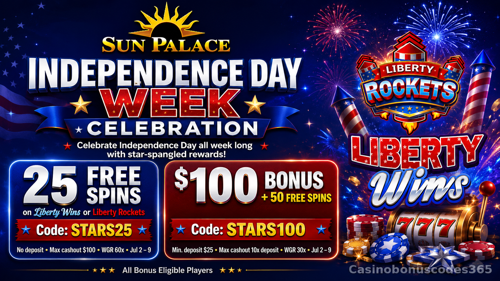 Sun Palace Bonus Offer – 25 no-deposit FREE Spins