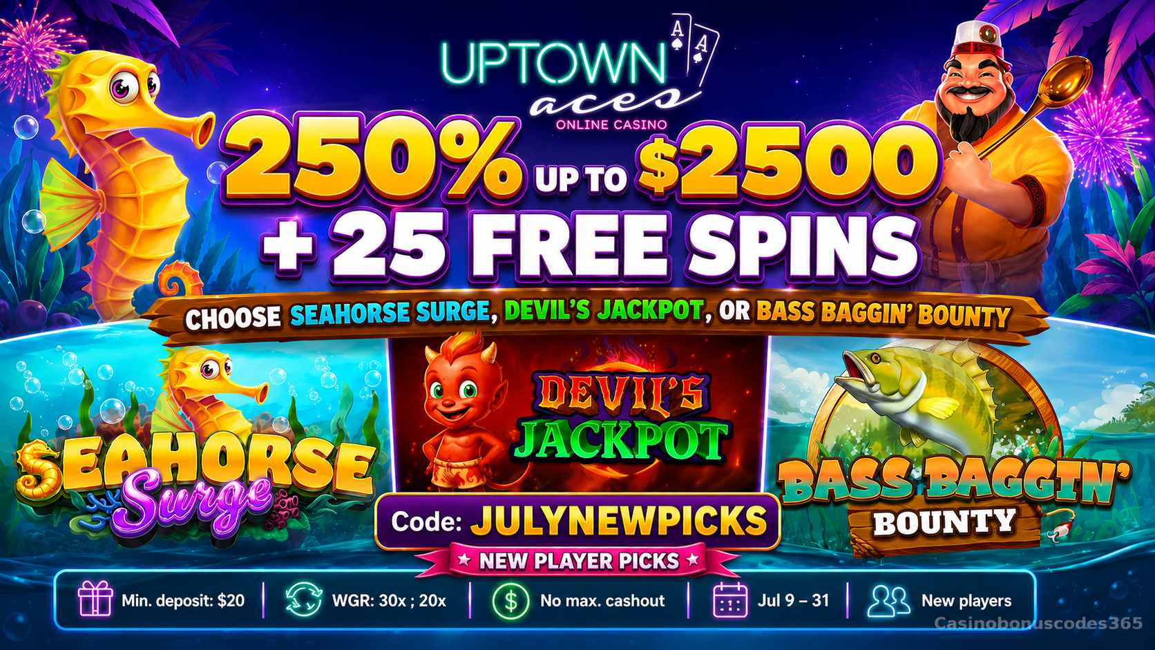 Uptown Aces Bonus Offer – 20 no-deposit FREE Spins
