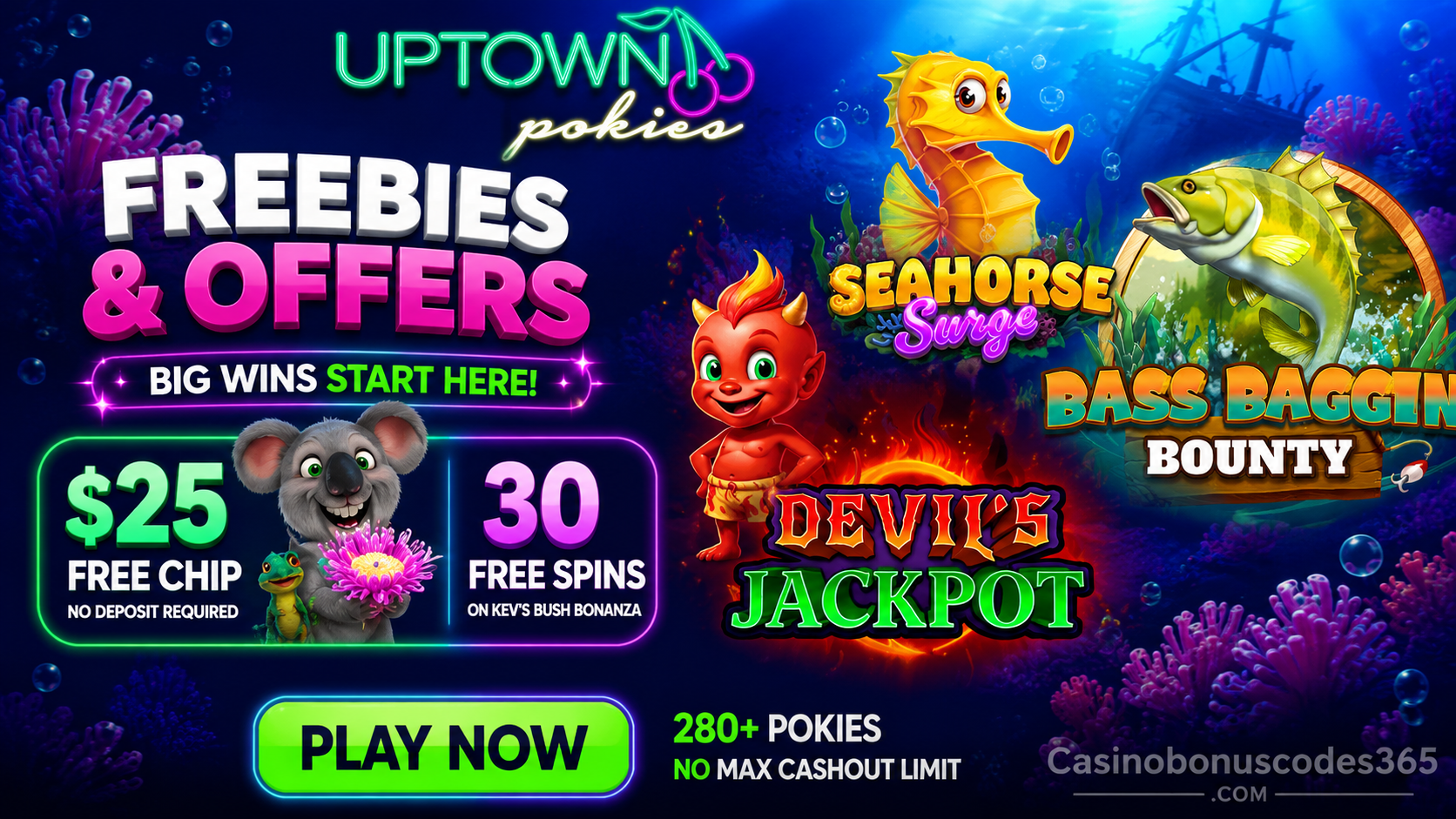 Uptown Pokies Bonus Offer – 20 no-deposit FREE Spins