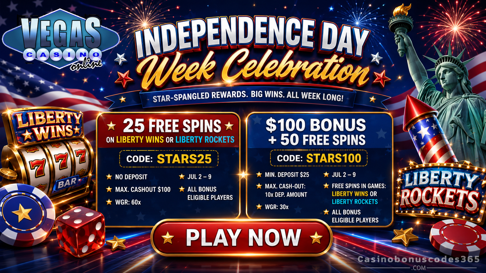 Vegas Casino Online Bonus Offer – 25 no-deposit FREE Spins