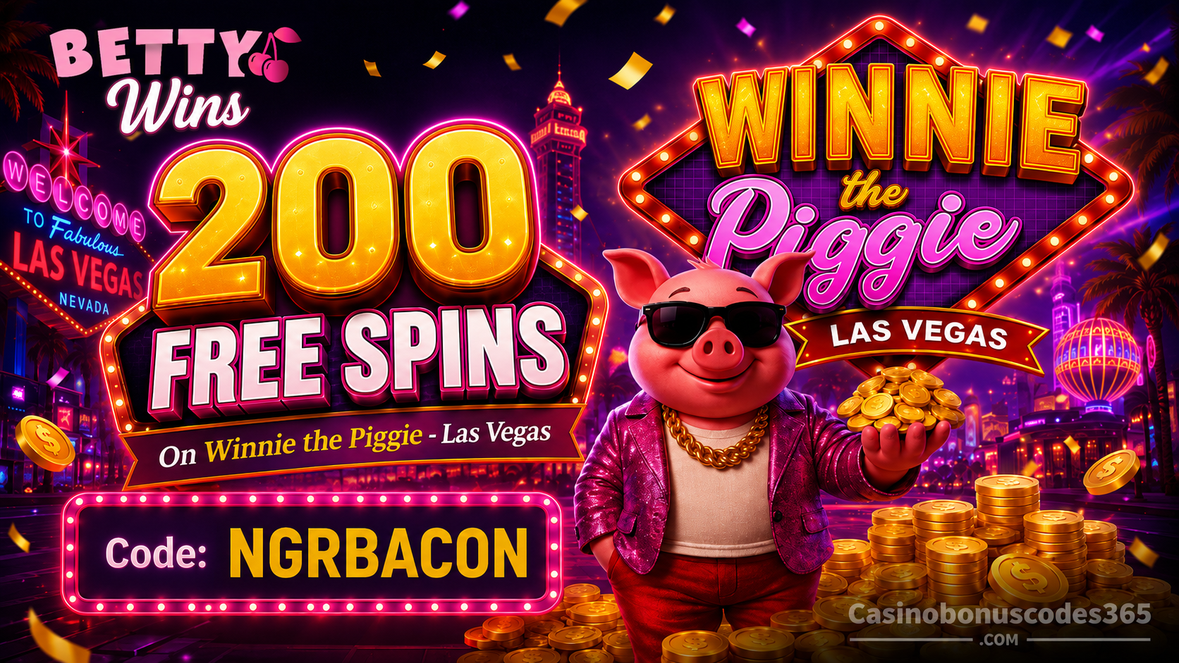 Betty Wins 200 FREE Spins on Winnie the Piggie - Las Vegas