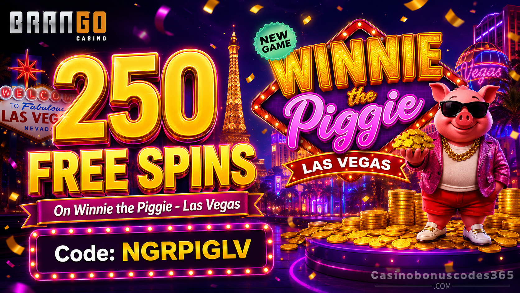 Casino Brango 250 FREE Spins on Winnie the Piggie - Las Vegas