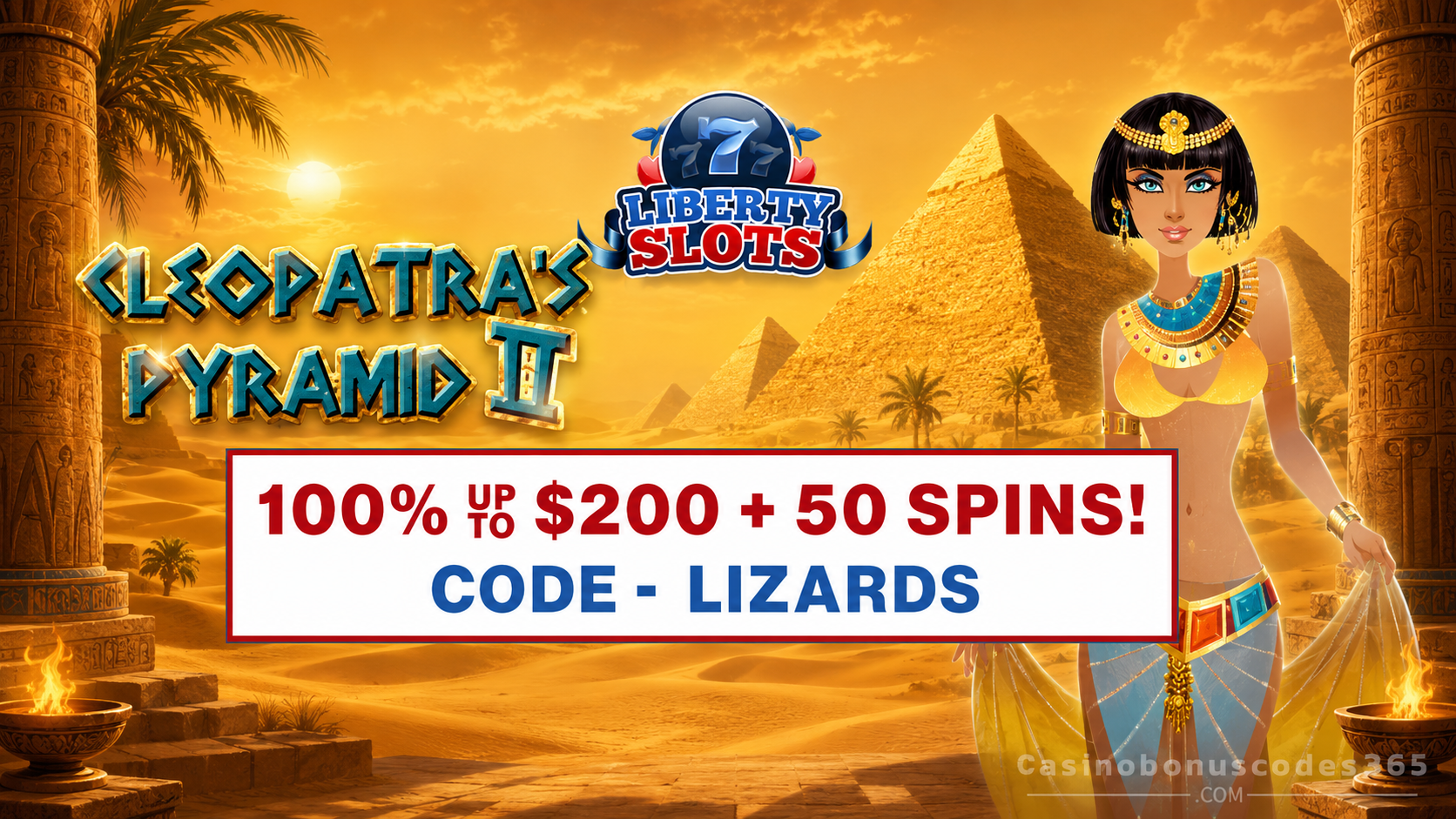 Liberty Slots 100% bonus up to $200 + 50 Spins