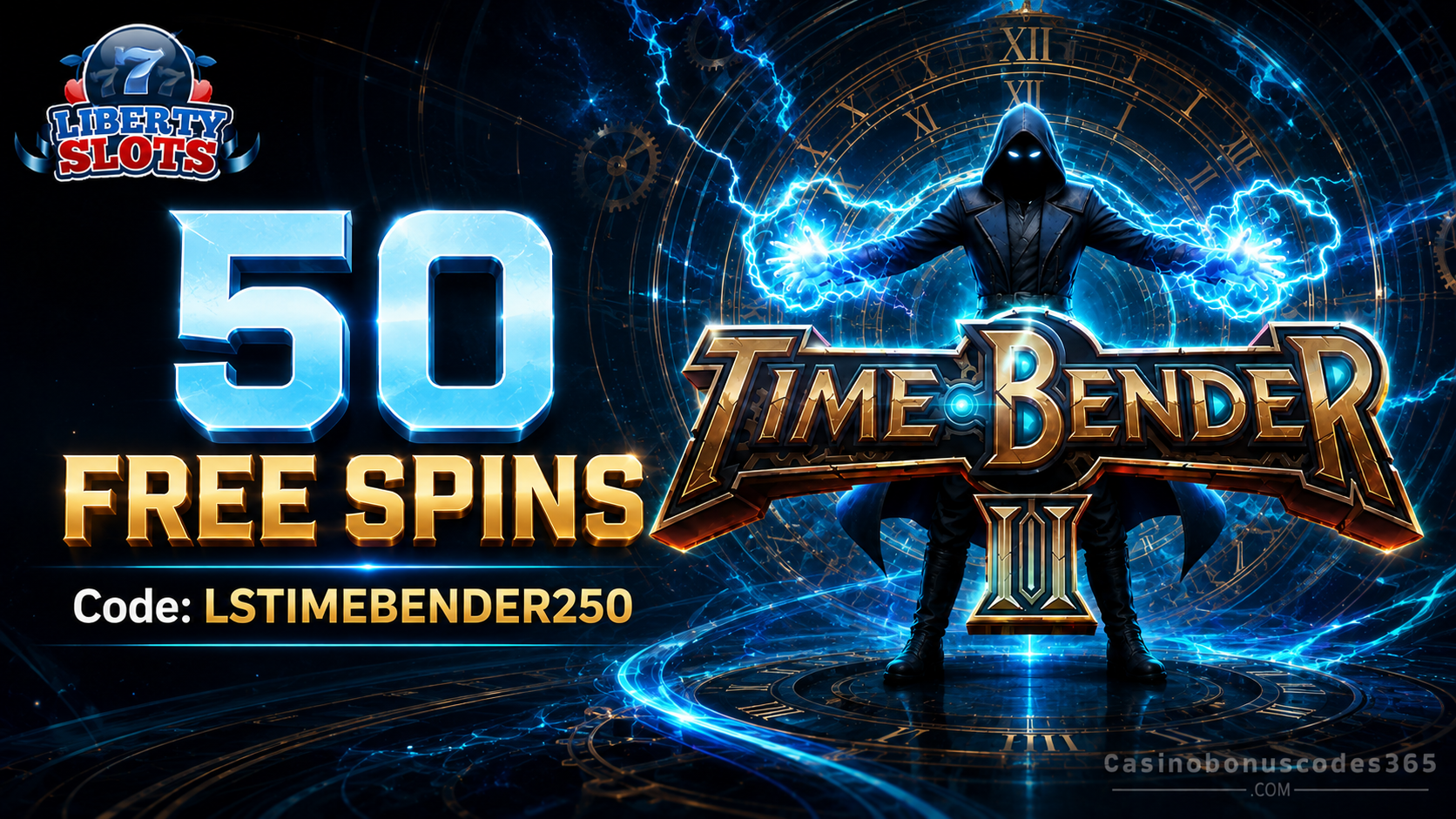 Liberty Slots Time Bender II 50 FREE Spins Code LSTIMEBENDER250