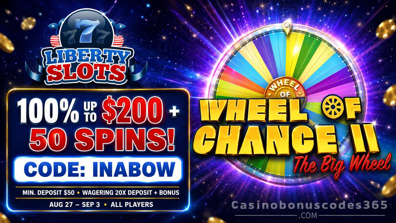 Liberty Slots Get 100% up to $200 + 50 FREE Spins at Liberty Slots