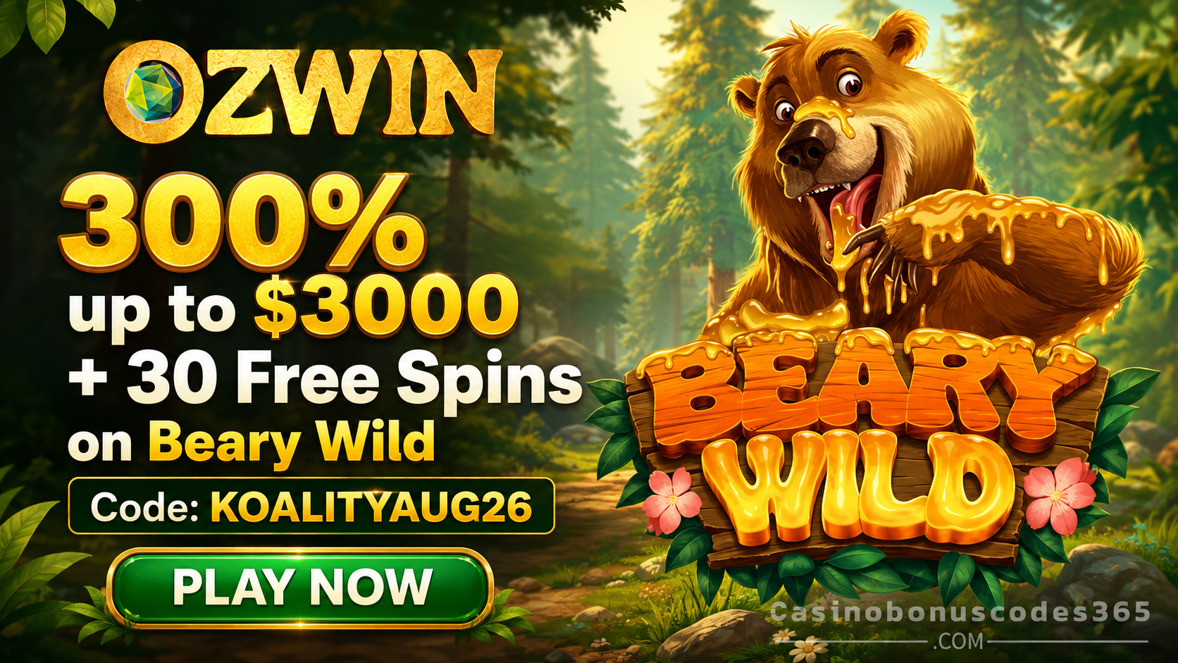 Ozwin Bonus Offer – 300% up to $3,000 + 30 FREE Spins