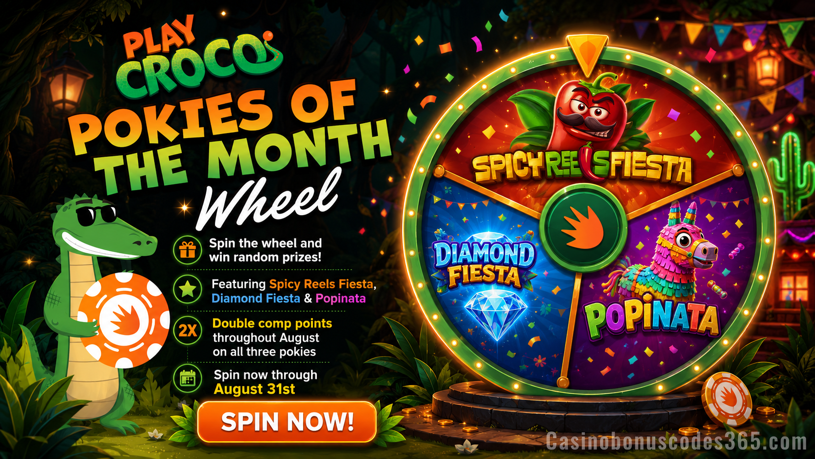 PlayCroco Pokies of the Month Wheel Promo