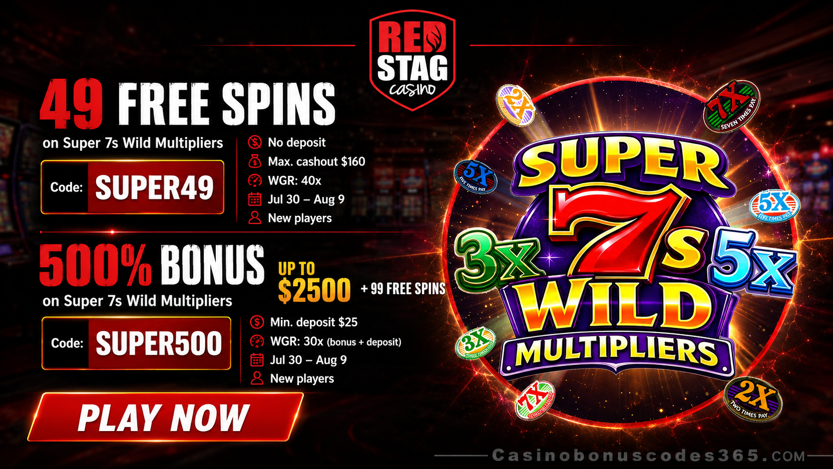Red Stag Bonus Offer – 49 no-deposit FREE Spins