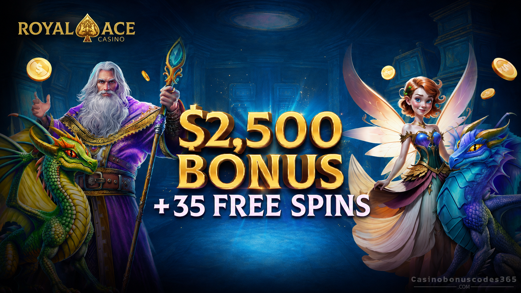 Royal Ace Casino a 250% Match Bonus + 35 FREE Spins