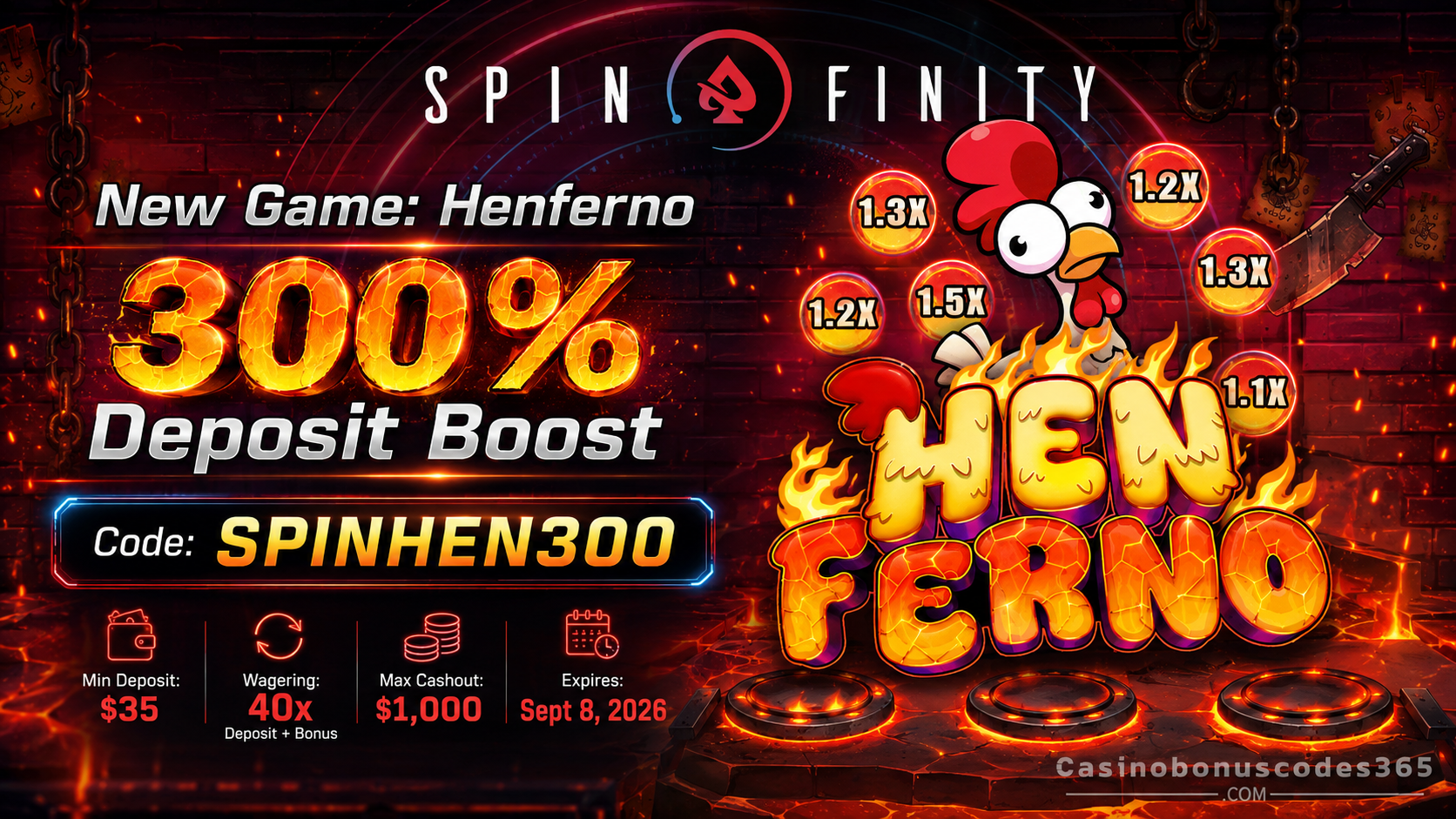 Spinfinity Henferno 300% Deposit Boost