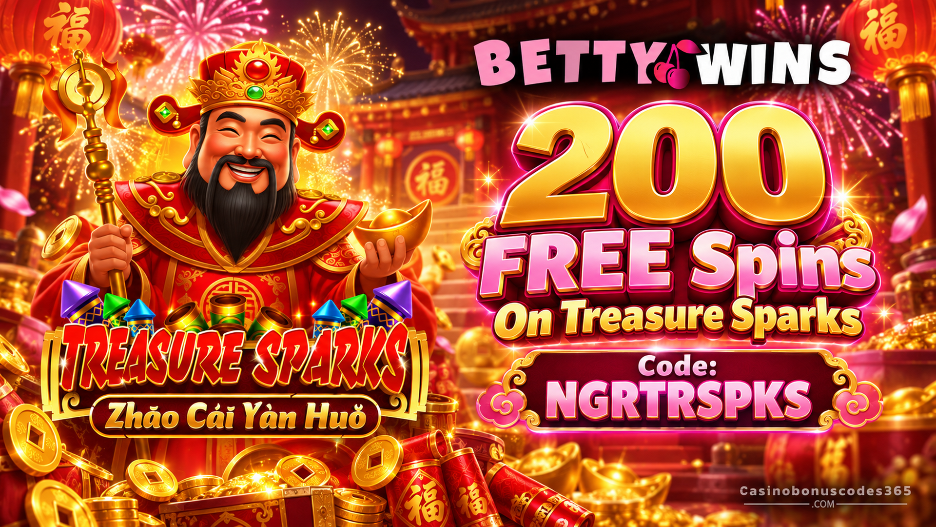 Betty Wins 200 FREE Spins on Treasure Sparks