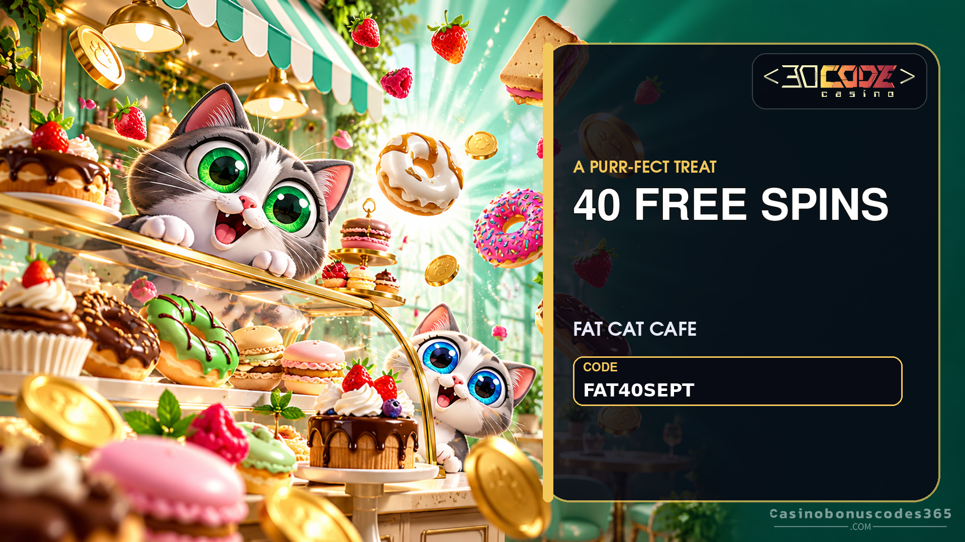 Decode Casino Decode Casino 40 September Goodbye FREE Spins on Fat Cat Cafe