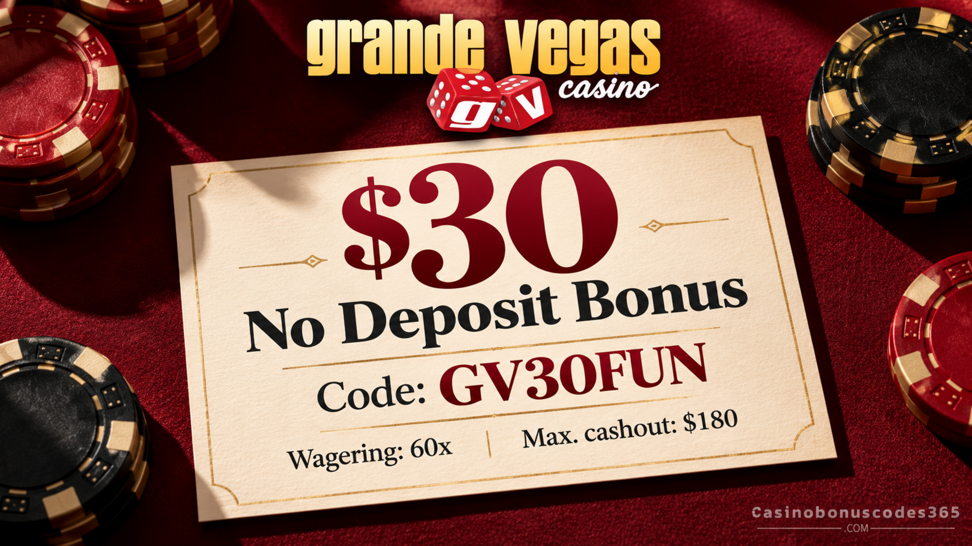 Grande Vegas Casino $30 No Deposit Bonus