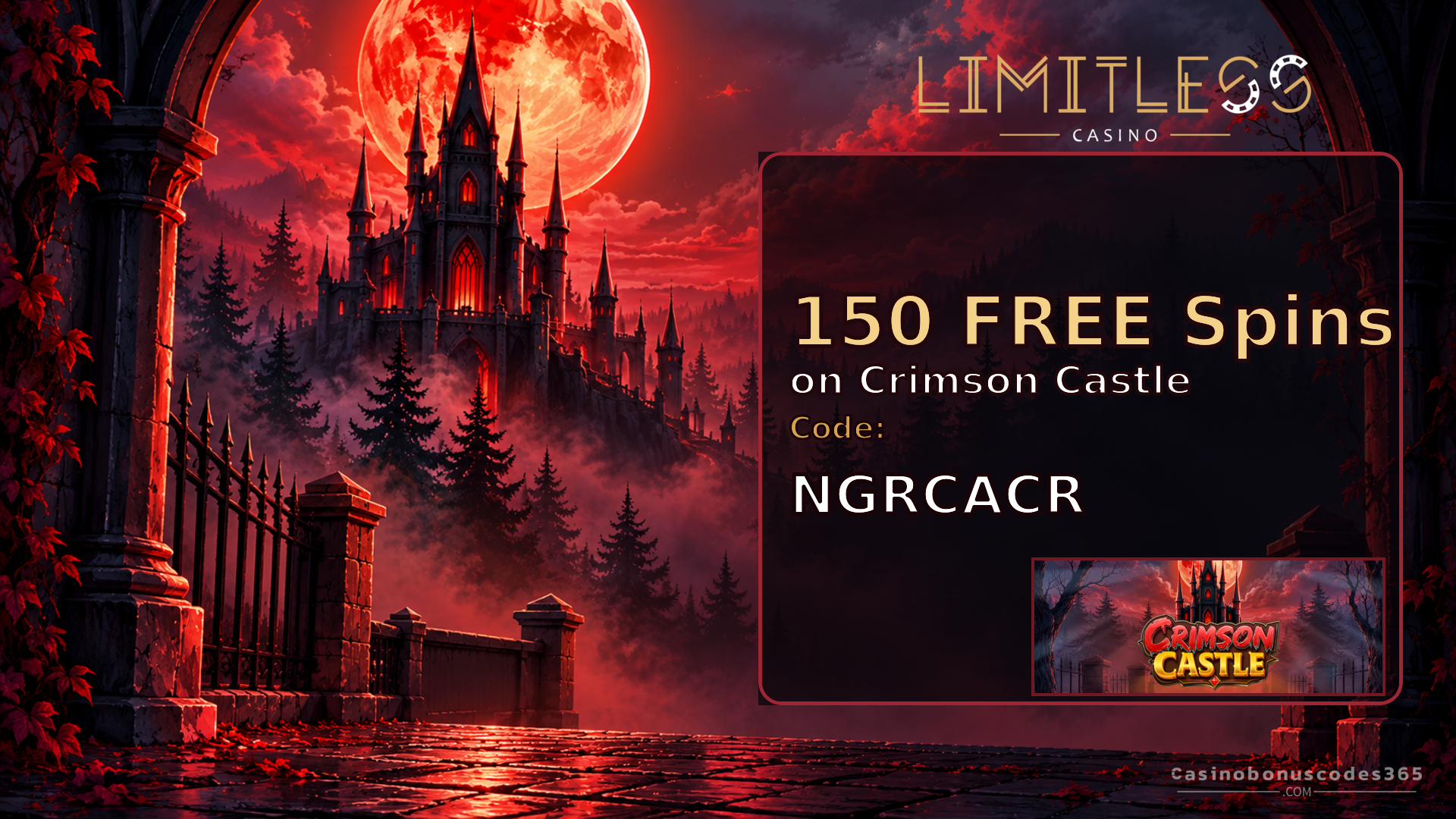 Limitless Casino 150 FREE Spins on Crimson Castle