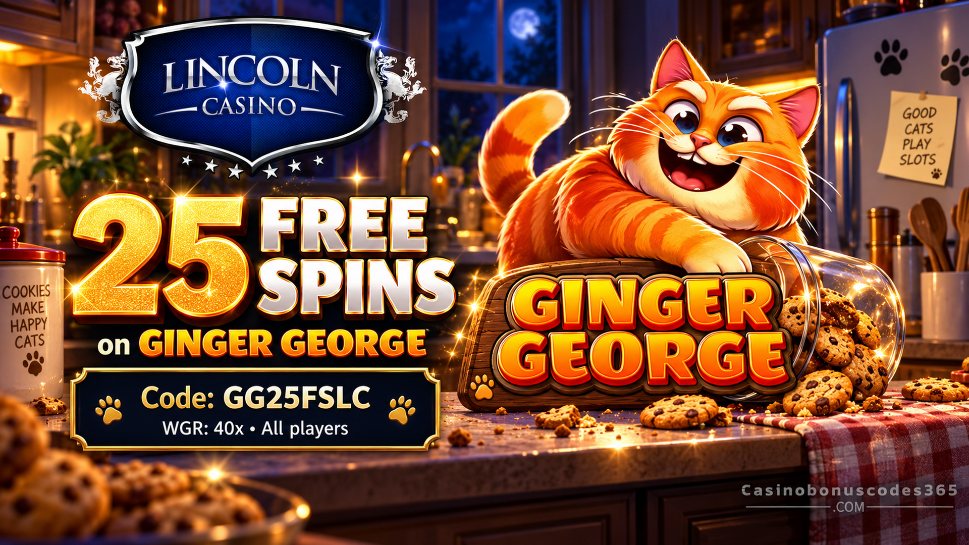 Lincoln Casino 25 FREE Spins GG25FSLC