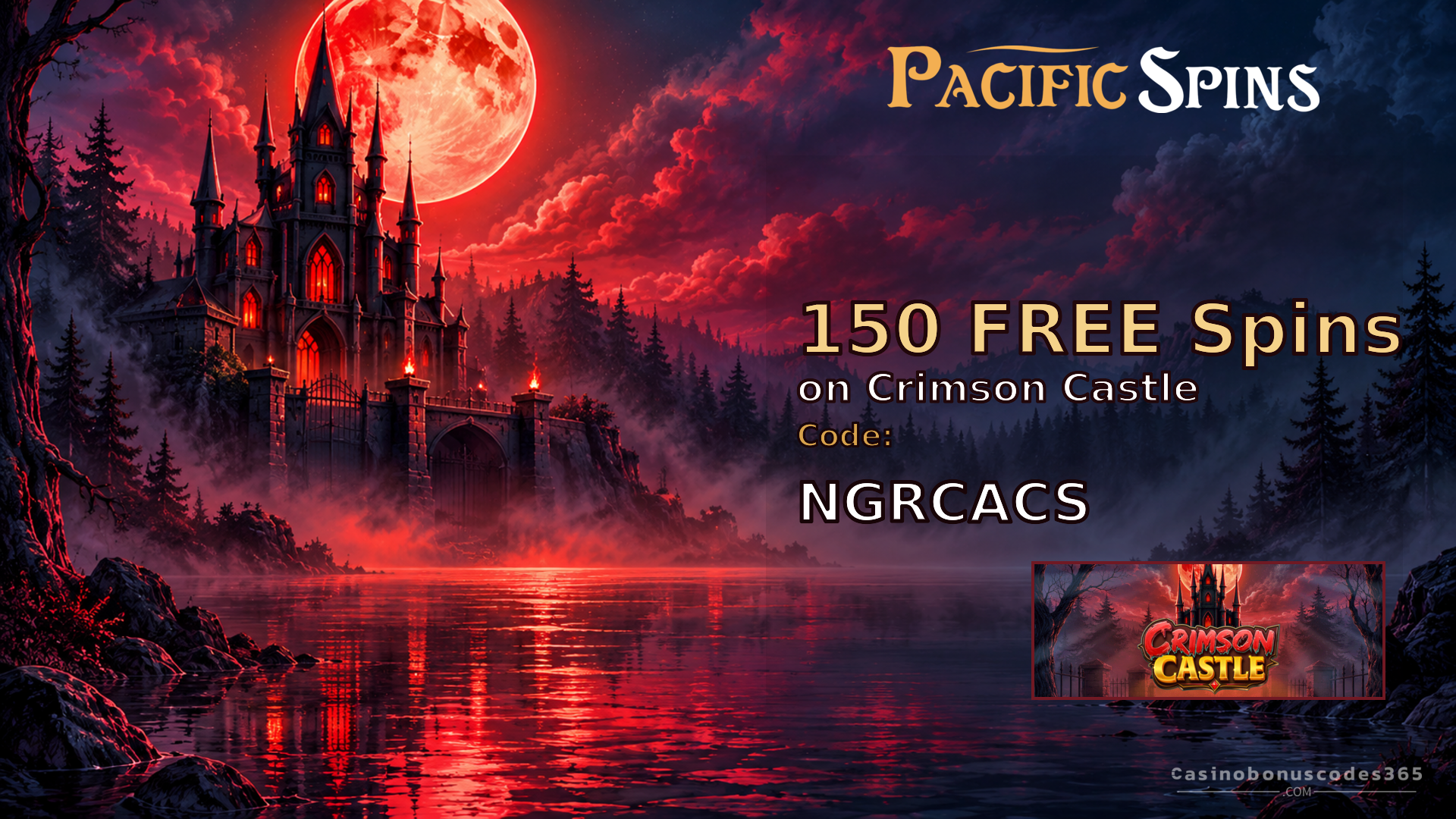 Pacific Spins 150 FREE Spins on Crimson Castle