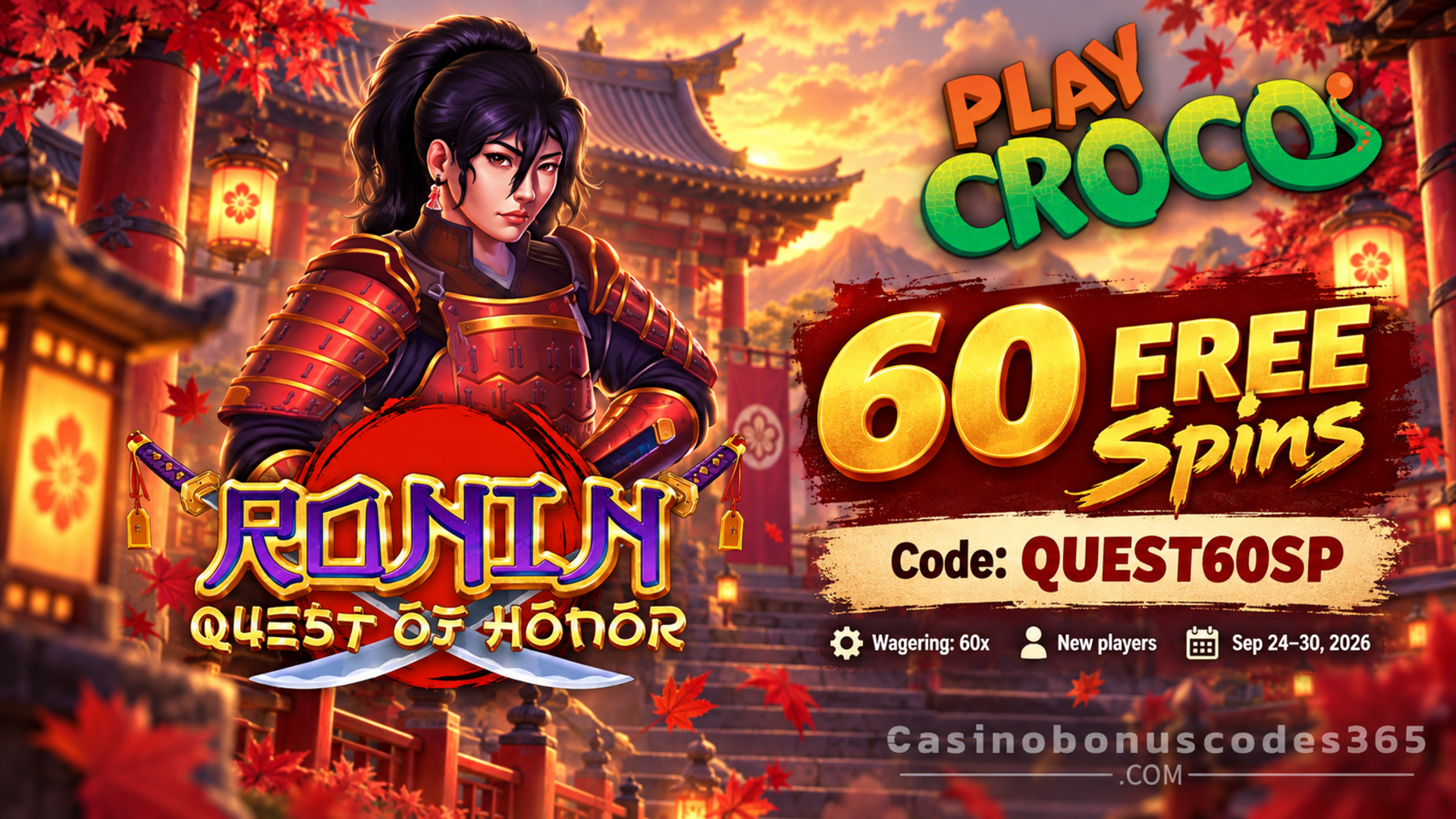 PlayCroco 60 FREE Spins on Ronin: Quest of Honor