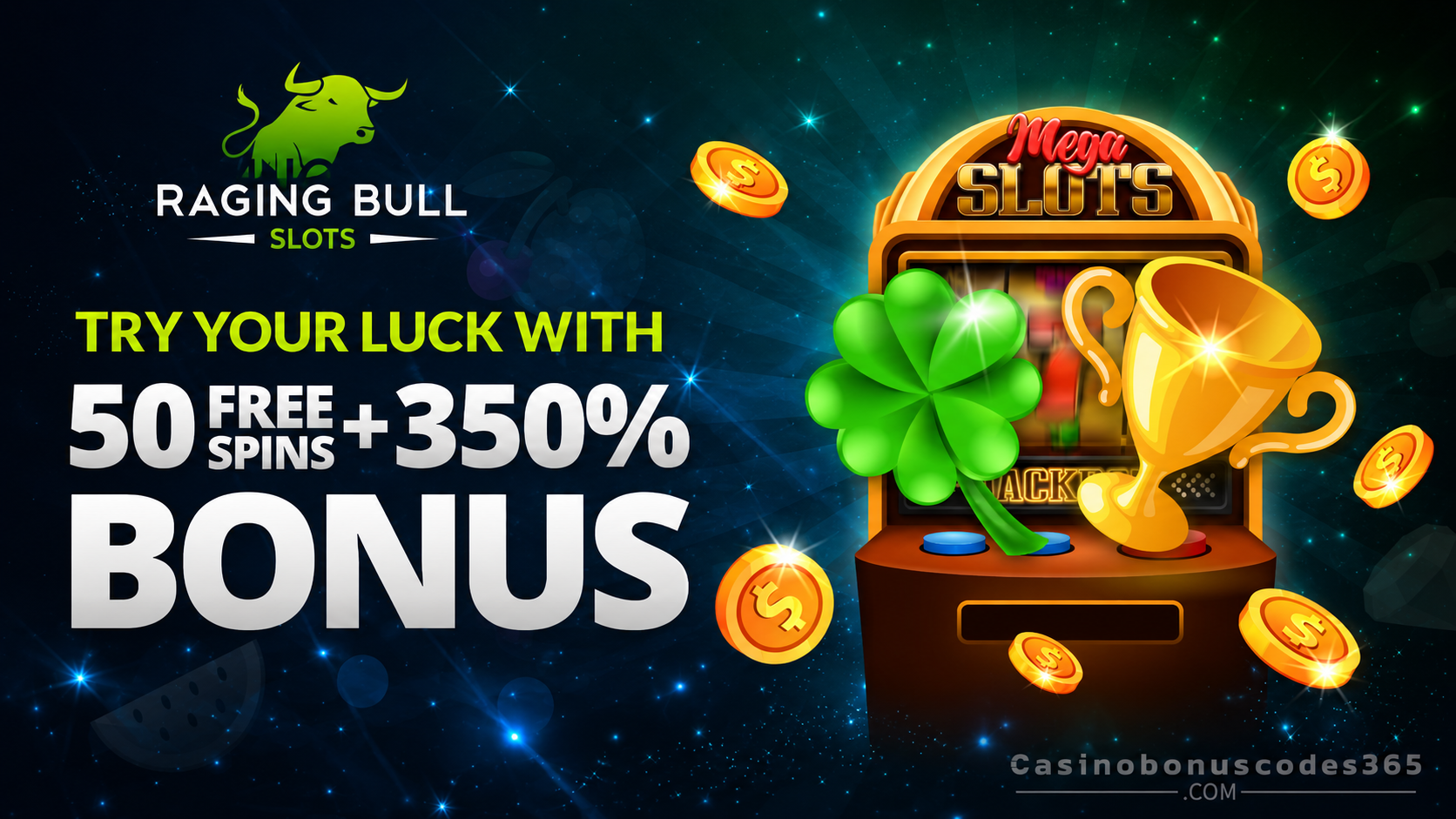 Raging Bull Slots 350% Match Bonus + 50 FREE Spins
