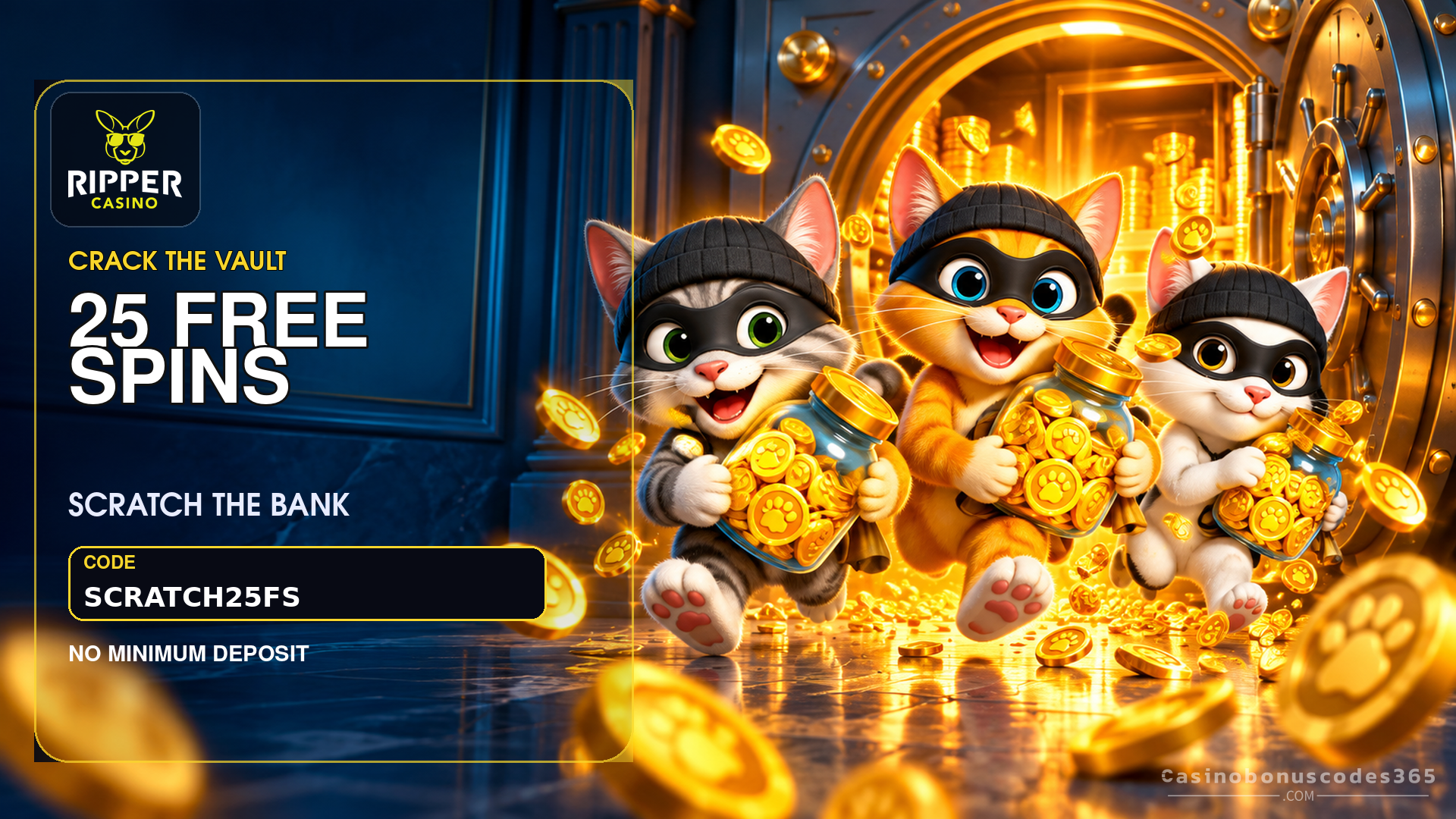 Ripper Casino Ripper Casino 25 FREE Spins on Scratch the Bank – SCRATCH25FS